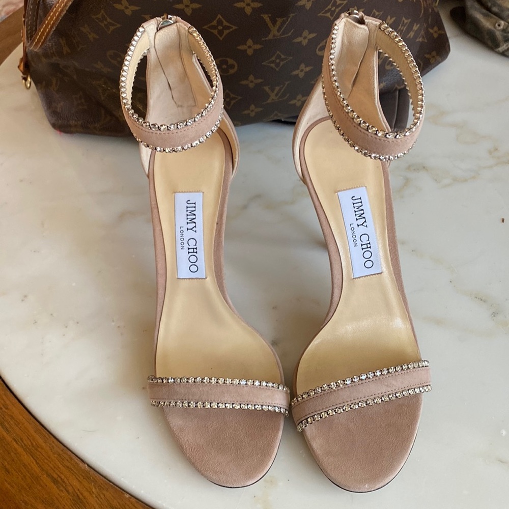 NWT - Jimmy Choo Dochas - Ballet Pink Suede with Jewel Trim